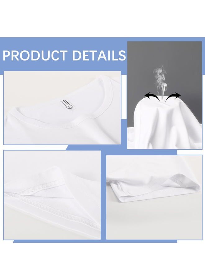 OKBA 5 pcs Sublimation Blank T-Shirts Round Collar Short Sleeves Adult White Polyester t Shirts, White, M - Image 4
