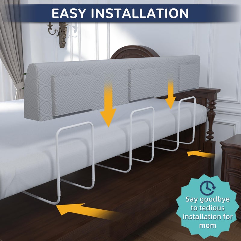 FigTime Bed Bumper for Toddlers, Foam Bed Rail for Toddlers, Toddler Bed Rail Bumper, Soft Safety Bed Guard Rail for Kids, Bed Side Rail for Twin, Full, Queen & King Beds (Grey, 59", 3-Bracket) - Image 4