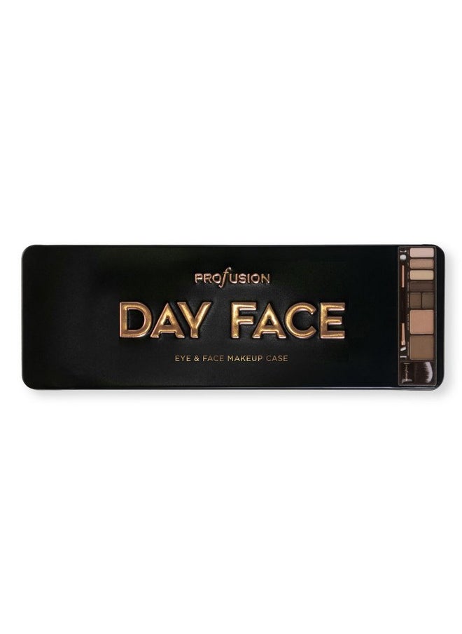 Day Face Pro Makeup Case 8 Shades Palette With Brushes For Perfect Daytime Looks