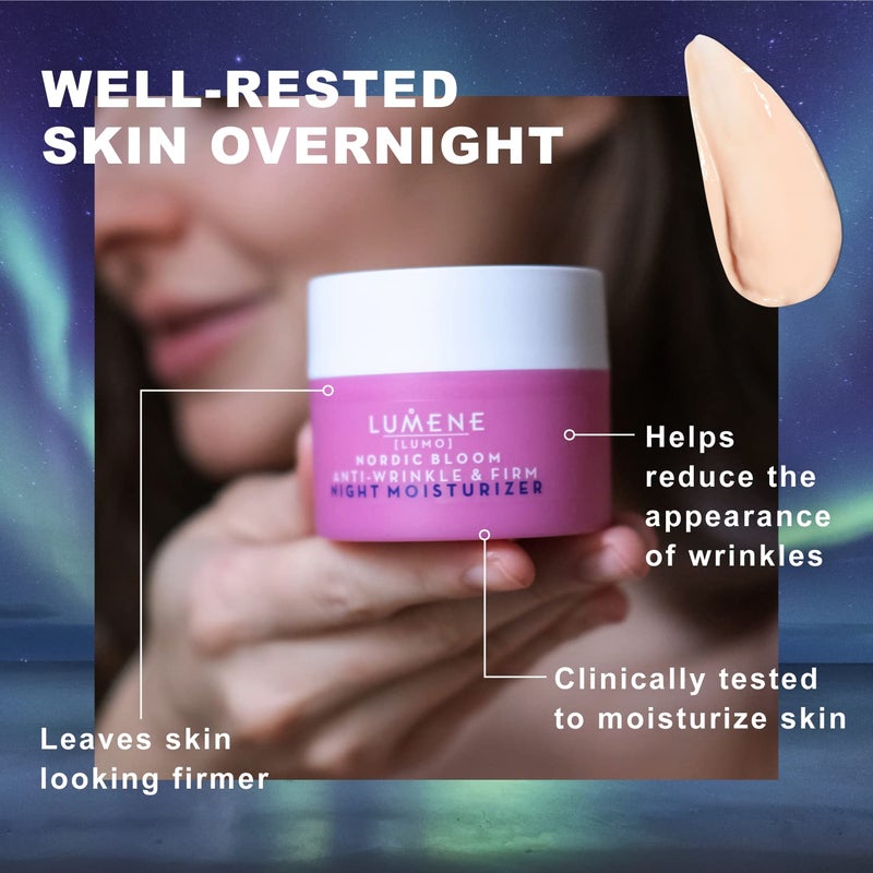 Lumene [Lumo Nordic Bloom Anti-Wrinkle + Firming Night Cream - Hydrating Face Moisturizer for Visibly Firmer, Radiant & Smooth Skin - Formulated with Pre-Retinol Complex + Lingonberry Extract (50ml) - Image 4