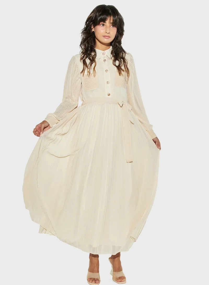 2Xtremz Tie Pocket Detailed Plisse Dress