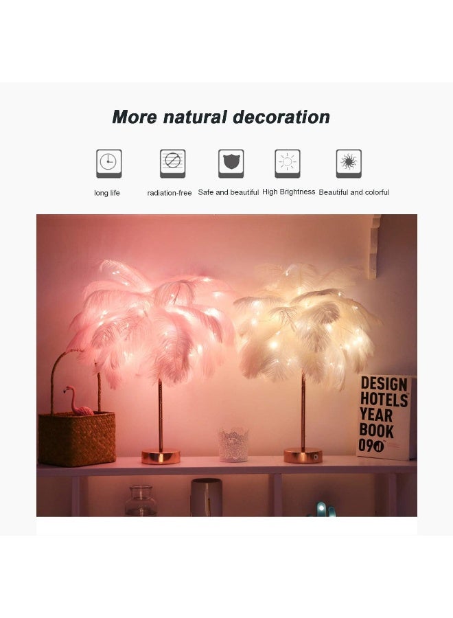 Tree Shaped Dandelion Copper Wire LED Remote Control Feather Lamp - Image 3