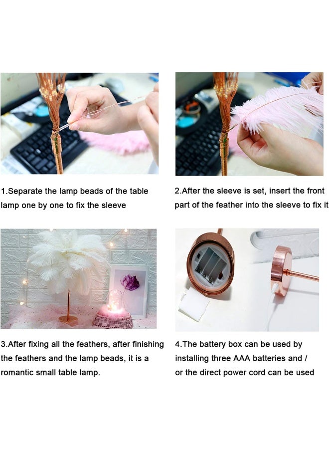 Tree Shaped Dandelion Copper Wire LED Remote Control Feather Lamp - Image 4