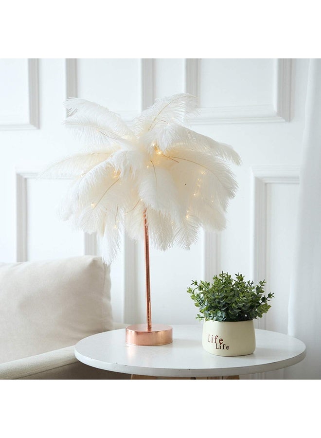 Tree Shaped Dandelion Copper Wire LED Remote Control Feather Lamp - Image 2