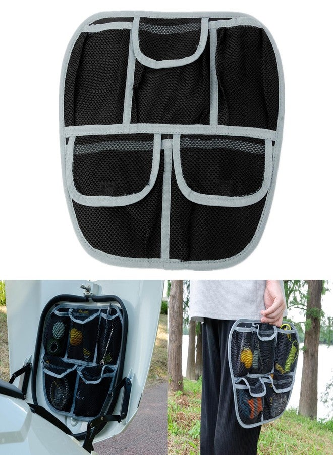 BAKAFOH 5 Mesh Pockets Front Trunk Lid Organizer Frunk Tool Storage Bag for Can Am Spyder F3 F3-L F3-S F3-T 2015-2025 Accessories (Black w/Gray Piping) - Image 1