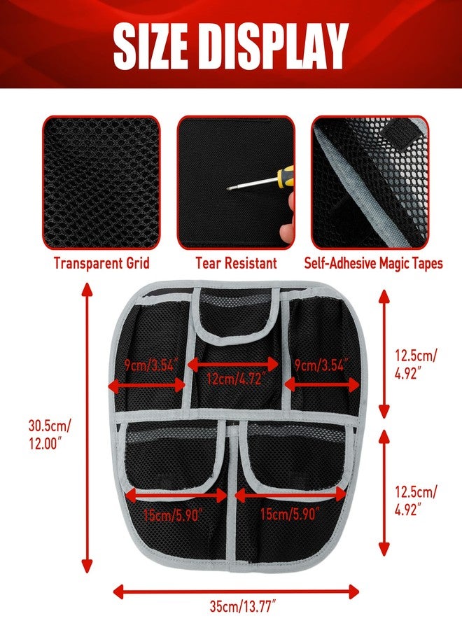 BAKAFOH 5 Mesh Pockets Front Trunk Lid Organizer Frunk Tool Storage Bag for Can Am Spyder F3 F3-L F3-S F3-T 2015-2025 Accessories (Black w/Gray Piping) - Image 4