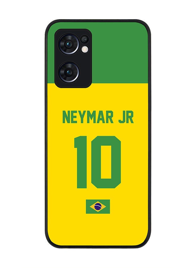 Stylizedd Rugged Black edge case for Oppo Reno7 5G  Slim fit Soft Case Flexible Rubber Edges Anti Drop TPU Gel Thin Cover - Football Team - Brazil Player Name - Neymar Jr - Image 1