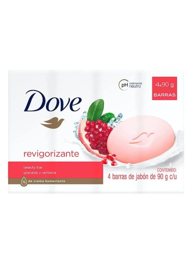 Dove صابون دوف المجدد للجمال للعناية بالبشرة الناعمة برائحة الرمان وشاي الكركديه أكثر ترطيبًا من صابون البار 360 جرام، 4 قطع - Image 1