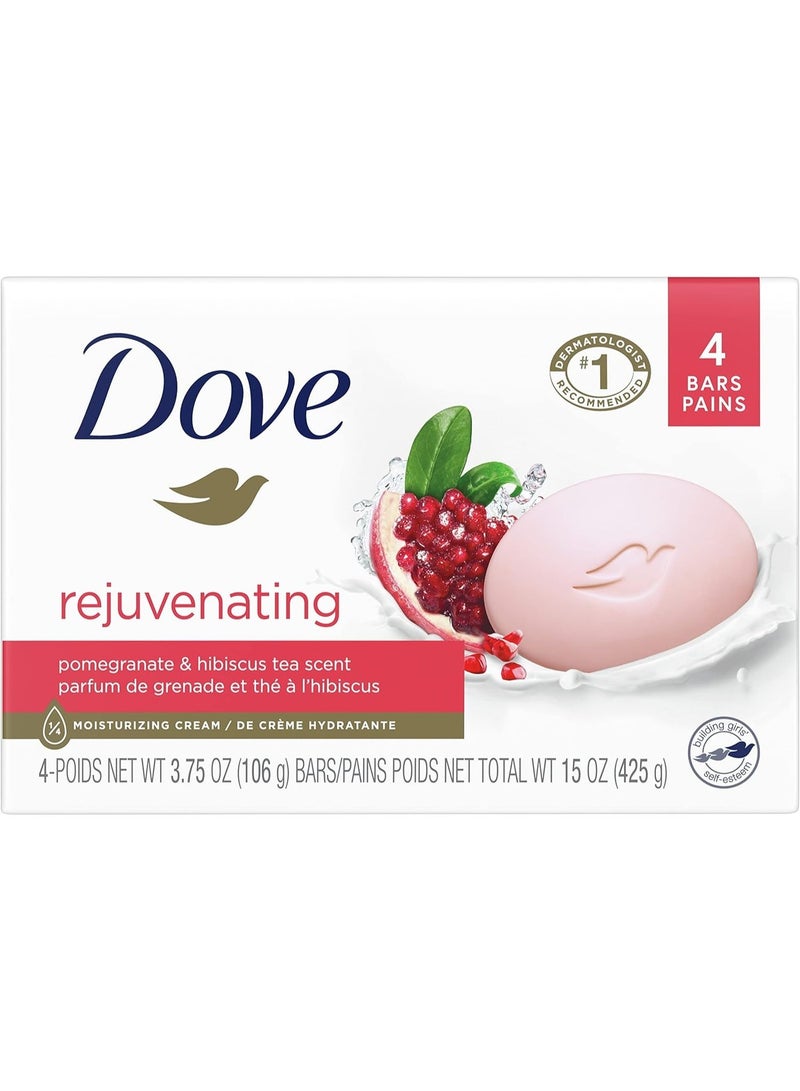 Dove صابون دوف المجدد للجمال للعناية بالبشرة الناعمة برائحة الرمان وشاي الكركديه أكثر ترطيبًا من صابون البار 360 جرام، 4 قطع - Image 2