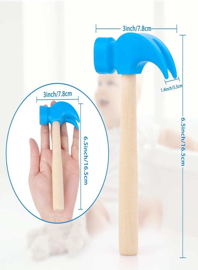 Fowecelt Wooden Hammer Toys Simulation Hammers Maintenance Tools Educational Toys for Kids Birthday Party Games Supplies (Blue) - Image 2