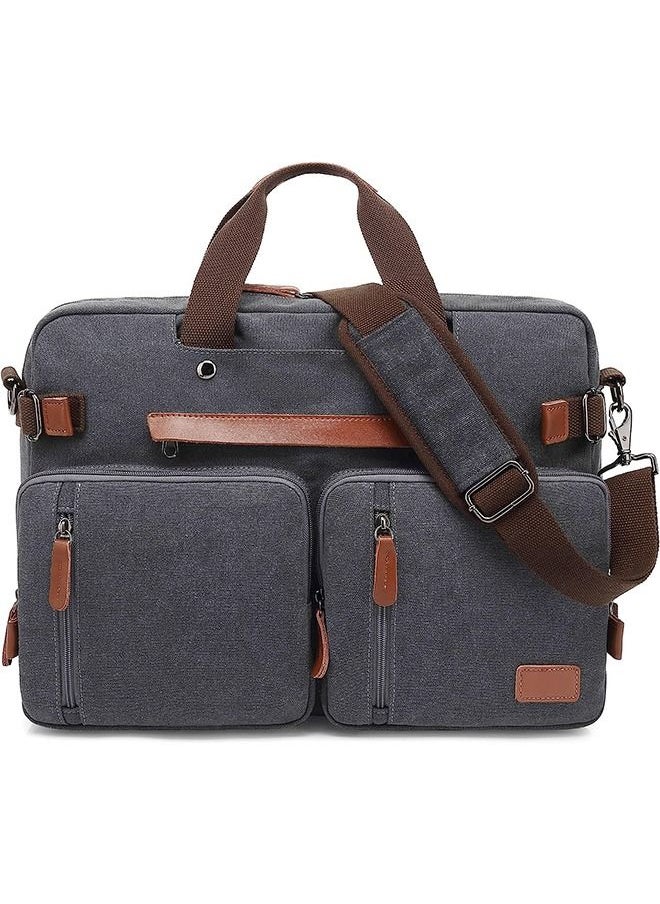 Arabest 3 in 1 Laptop Backpack, 17.3 Inch Laptop Bag Messenger Bag Shoulder Bag for Men/Women, Water-Proof Briefcase Multi-functional Notebook Computer Bag for Travel Business, Canvas Grey  - Image 1