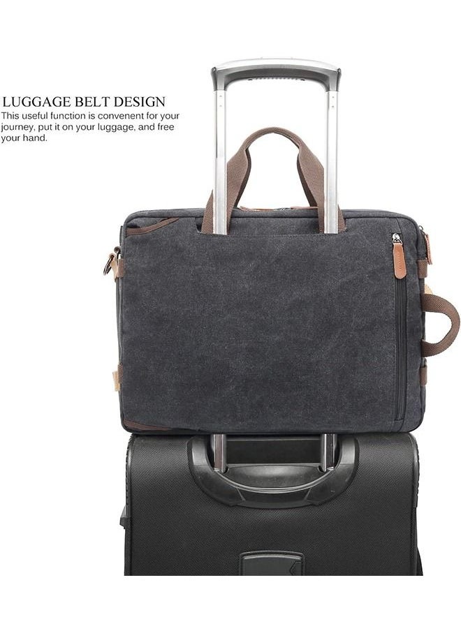 Arabest 3 in 1 Laptop Backpack, 17.3 Inch Laptop Bag Messenger Bag Shoulder Bag for Men/Women, Water-Proof Briefcase Multi-functional Notebook Computer Bag for Travel Business, Canvas Grey  - Image 5