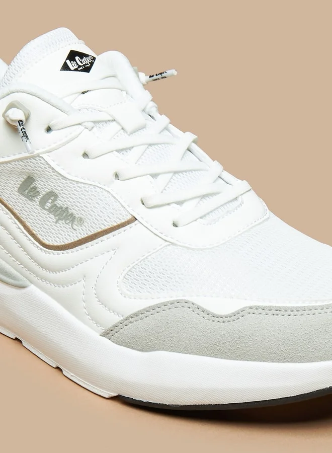 لي كوبر Men's Textured Sneakers with Lace-Up Closure