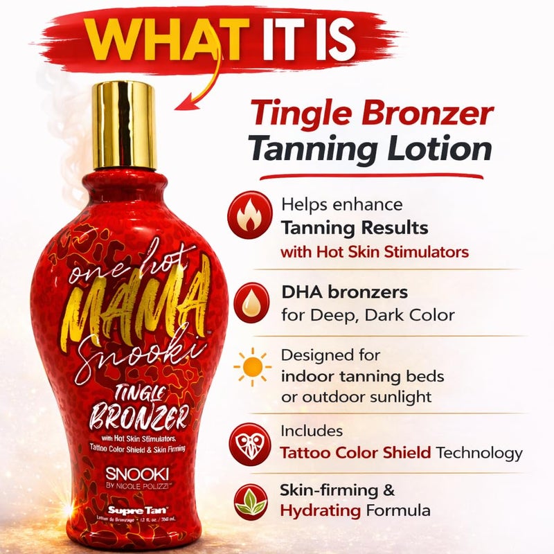 Supre Snooki One Hot Mama Tingle bronzer with Hot Skin Stimulators, Tattoo Color Shield & Skin Firming 12oz - Image 3