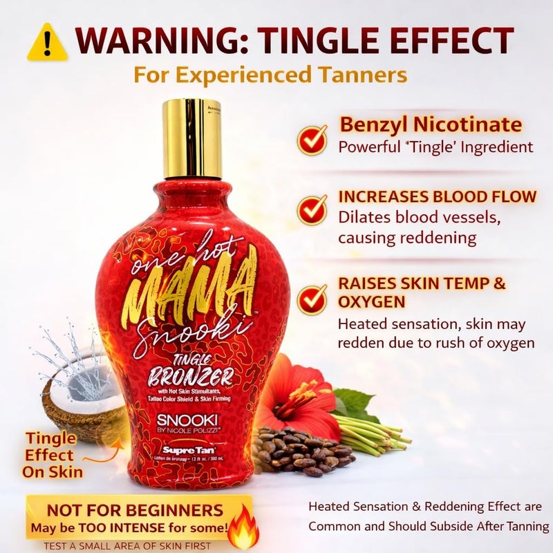Supre Snooki One Hot Mama Tingle bronzer with Hot Skin Stimulators, Tattoo Color Shield & Skin Firming 12oz - Image 2