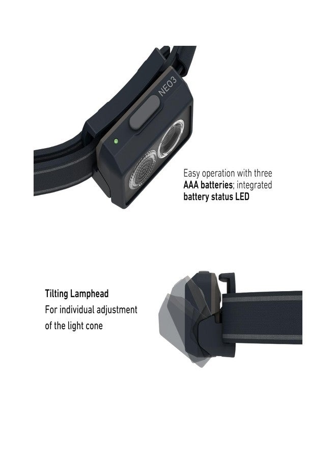 ليدلينسر مصباح رأس محمول Ledlenser Neo3 | تكوين LED - 1 × Xtreme LED | شدة الإضاءة - 400 لومن كحد أقصى - 20 لومن كحد أدنى | مدى الإضاءة - 80 متر كحد أقصى - 5 أمتار كحد أدنى | يشمل البطاريات | للاستخدام الخارجي | أسود - Image 2