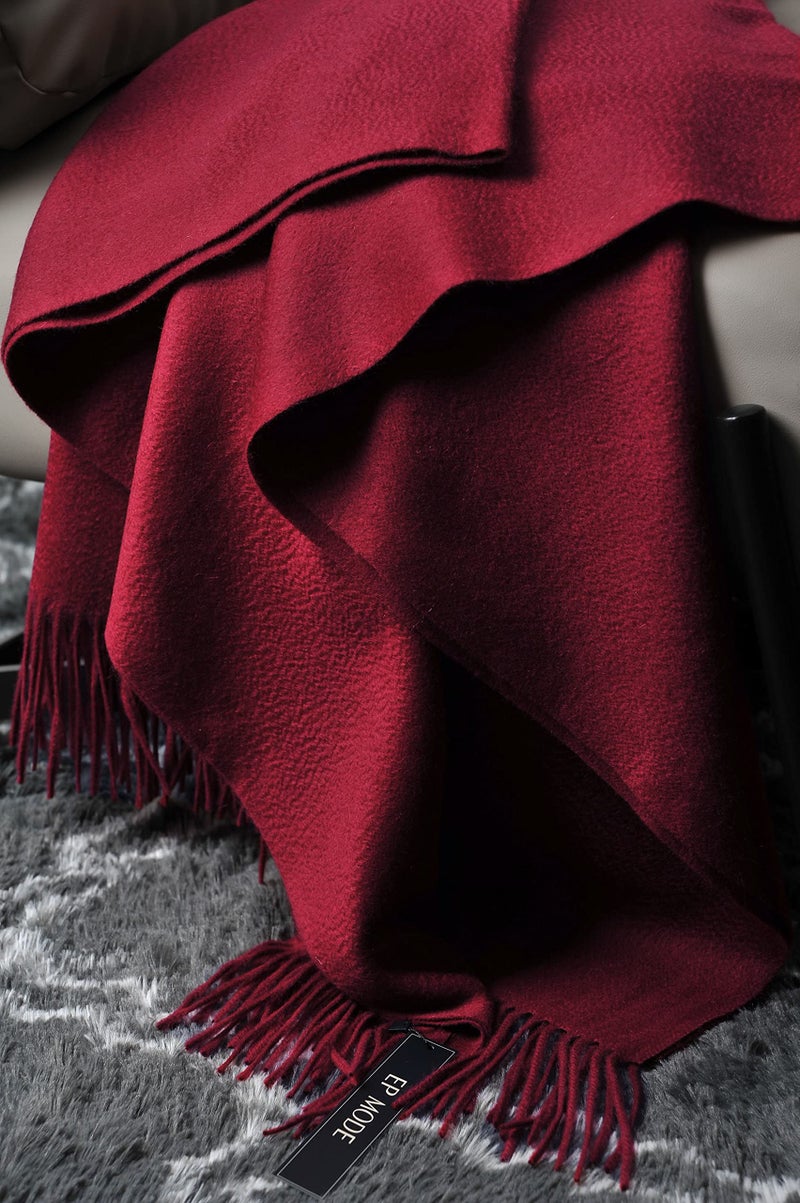EP Mode 100% Pure Cashmere Throw Blanket for Sofa, Classic Design with Gift Box (Merlot) - Image 4