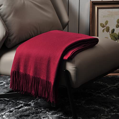 EP Mode 100% Pure Cashmere Throw Blanket for Sofa, Classic Design with Gift Box (Merlot) - Image 2