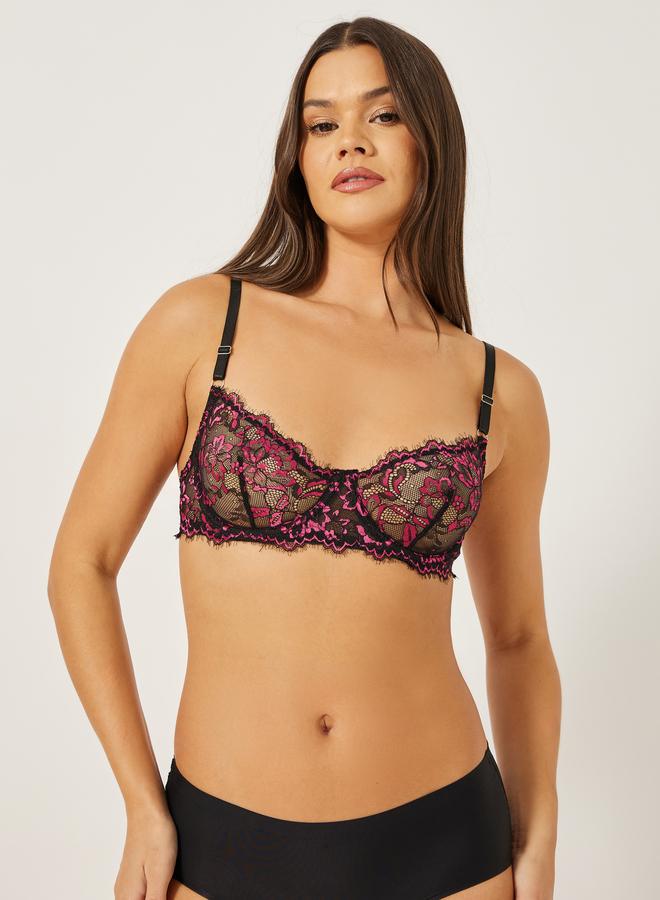 Styli Styli Pack of 2 - Non-Padded Wired Scalloped Edge Lace Underwired Bra  - Image 3