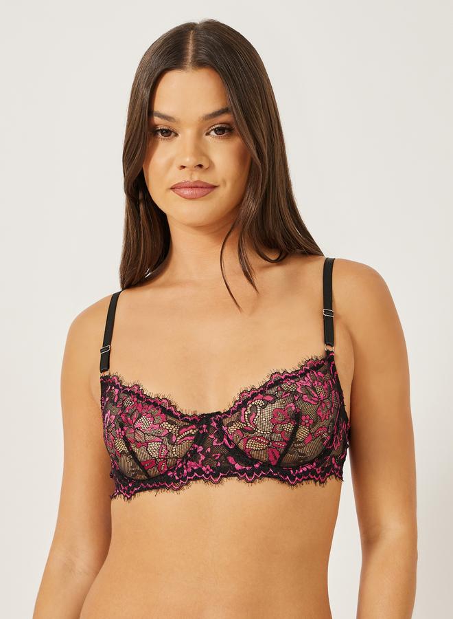 Styli Styli Pack of 2 - Non-Padded Wired Scalloped Edge Lace Underwired Bra  - Image 2
