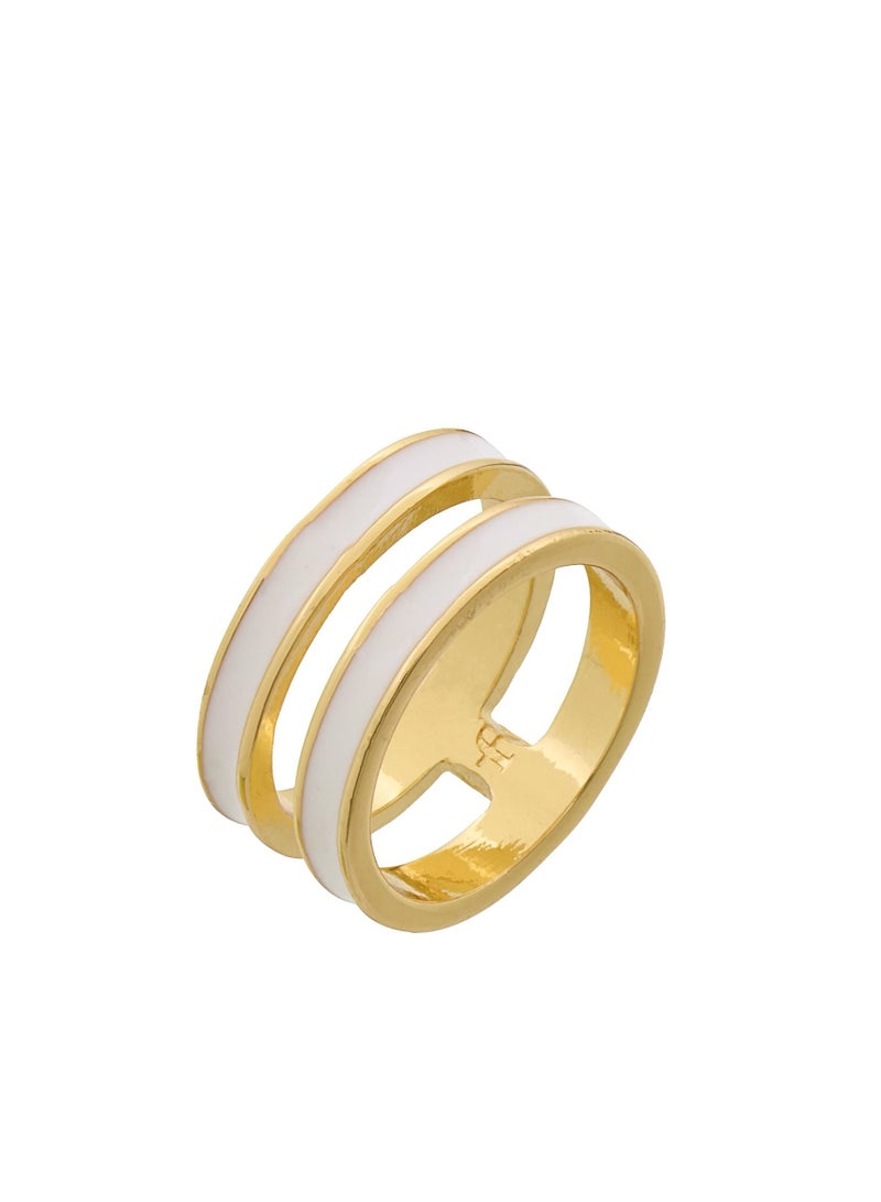 Fashionbox Tribal Enamel Double Ring White 