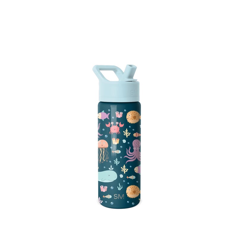 Simple Modern Kids Summit Water Bottle with Straw Lid | 18oz Stainless Steel Cup Insulated Tumbler for Toddlers, School | Under the Sea - Image 1