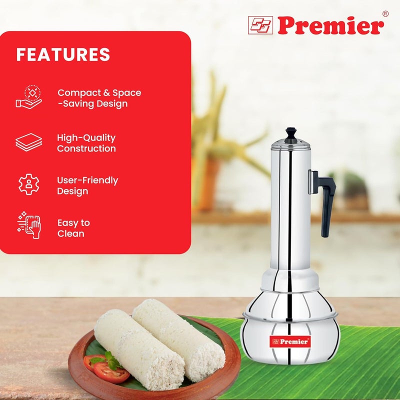 Premier صانع البوتو الفولاذي المقاوم للصدأ – جهاز مطبخ متين وفعال لتحضير البوتو المطبوخ بشكل مثالي، توزيع بخار متساوي، مقبض مريح، سهل التنظيف، ومتعدد الاستخدامات - Image 3