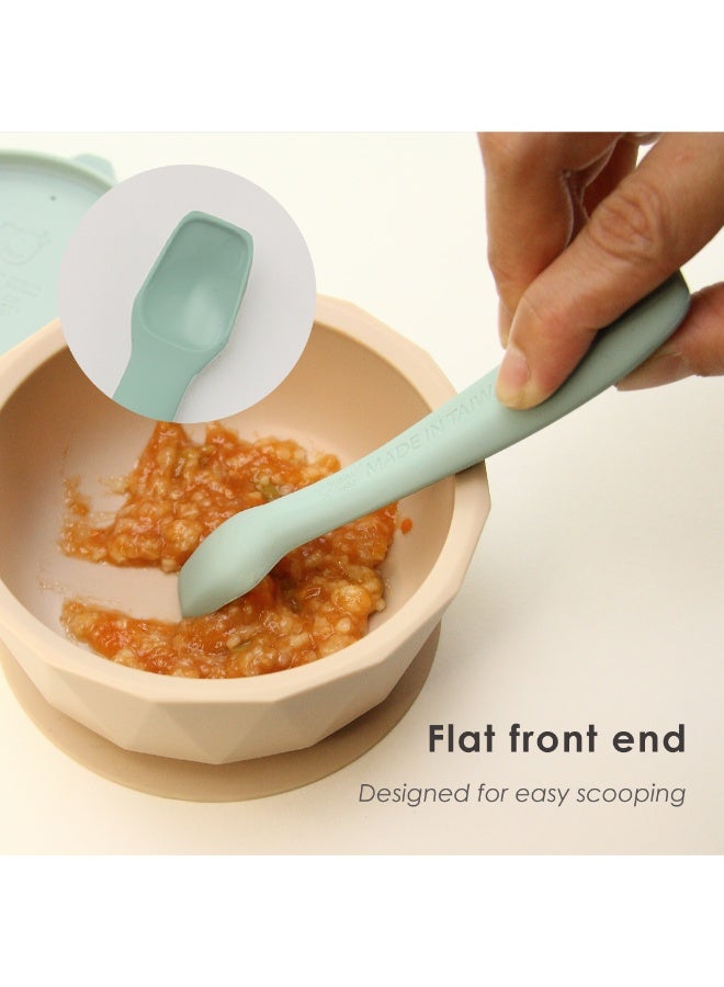 2angels Two Silicone Baby Spoons with Travel Case  - Starry - Summer Leaf & Purple - Image 5