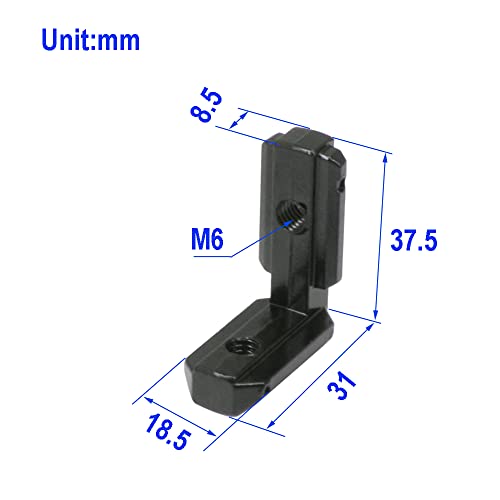 Befenybay 10PCS Black T Slot L-Shape 90 Degree Interior Inside Corner Connector Joint Bracket with Screws for 8mm T Slot Aluminum Extrusion Profile 4040 Series Slot (4040-Black) - Image 2