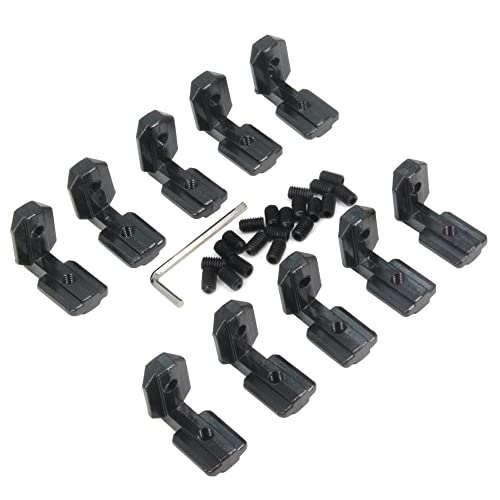 Befenybay 10PCS Black T Slot L-Shape 90 Degree Interior Inside Corner Connector Joint Bracket with Screws for 8mm T Slot Aluminum Extrusion Profile 4040 Series Slot (4040-Black) - Image 1