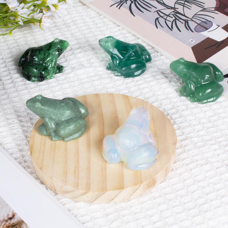 Ytbeoxk Crystal Frog Figurines, Fluorite Money Frog Statue Home Office Desk Decor, Feng Shui Wealth Luck Gifts for Women Men, Natural Hand Carved Reiki Healing Crystal Animal Sculpture 2" - Image 4