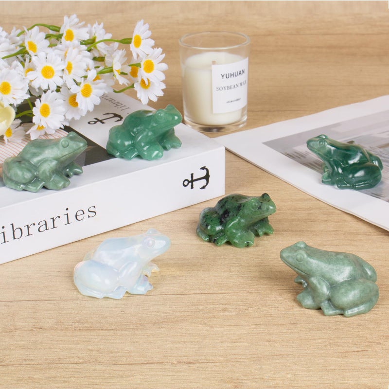 Ytbeoxk Crystal Frog Figurines, Fluorite Money Frog Statue Home Office Desk Decor, Feng Shui Wealth Luck Gifts for Women Men, Natural Hand Carved Reiki Healing Crystal Animal Sculpture 2" - Image 5