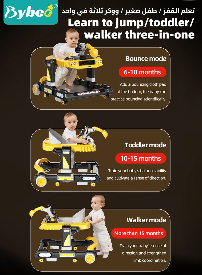 Bybeo 3 in 1 Baby Walker With Parent Push Handle, Multifunctional Kids Walkers,Toy Excavator for Walking with Adjustable Height and 360 Degree Universal Wheels, Comfortable Seat Cushion, Detachable Trampoline Mat for Infants Boys Girls - Image 3