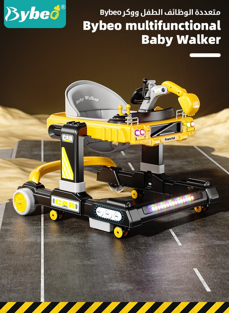 Bybeo 3 in 1 Baby Walker With Parent Push Handle, Multifunctional Kids Walkers,Toy Excavator for Walking with Adjustable Height and 360 Degree Universal Wheels, Comfortable Seat Cushion, Detachable Trampoline Mat for Infants Boys Girls - Image 2