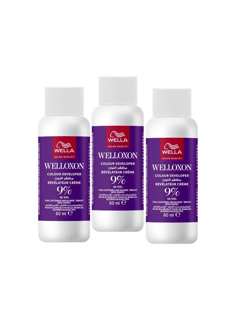 3-Piece Set Welloxon Color 9% 30 Volume Blonde - 60x3ml