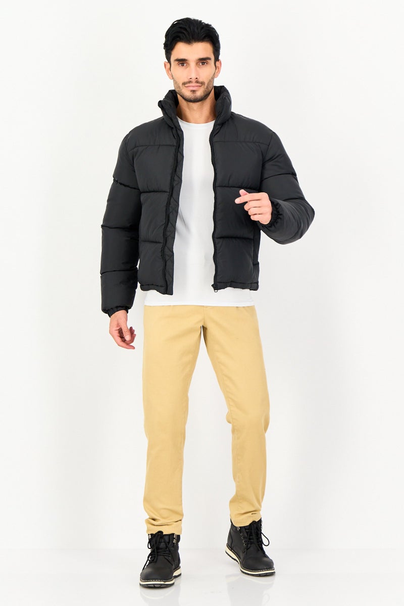 Celio جاكيت بافر مبطن للرجال، أسود - Image 4