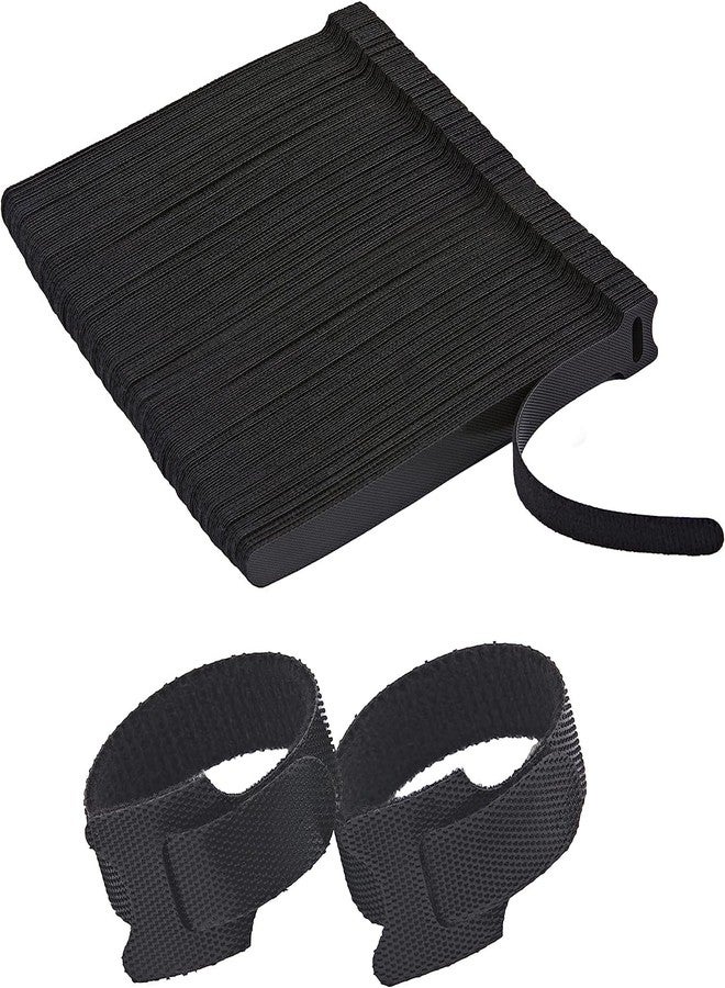 INOVERA (LABEL) 200 Pieces Cable Organizer Hook & Loop Tape - Wire/Cord Holder Management Strap - Reusable Hook & Loop Ties for PC, TV, Desk, WFH Accessories - Black - Image 1