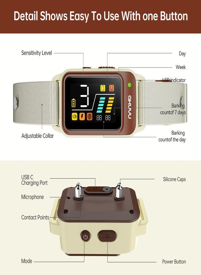 AKUVU Dog Bark Collar-Rechargeable Smart Barking Collar- Anti Bark Training Collar with Adjustable Sensitivity Beep Vibration Shock- Bark Shock Collar for Small Large Medium Dogs - Image 4