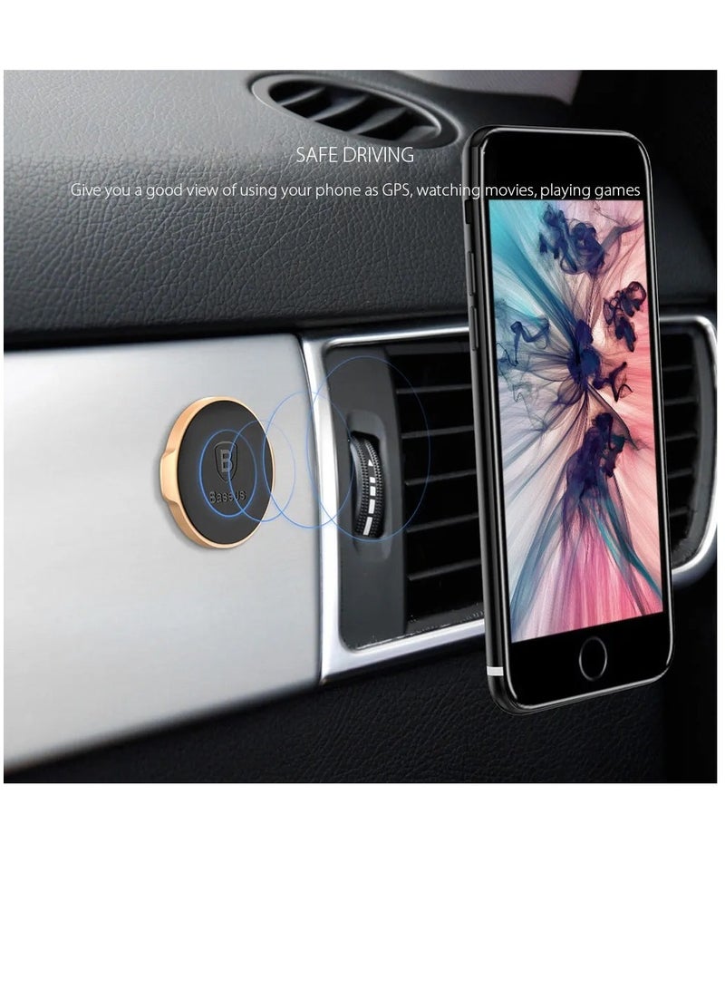 بيسوس Magnetic Car Phone Holder Universal Stick On 360 Rotation For Dashboard Cell Phone Holder Car Phone Mount For Windshield/Wall/Door Compatible With iPhone/Samsung And All Smartphones (Not For MagSafe) Black - Image 2
