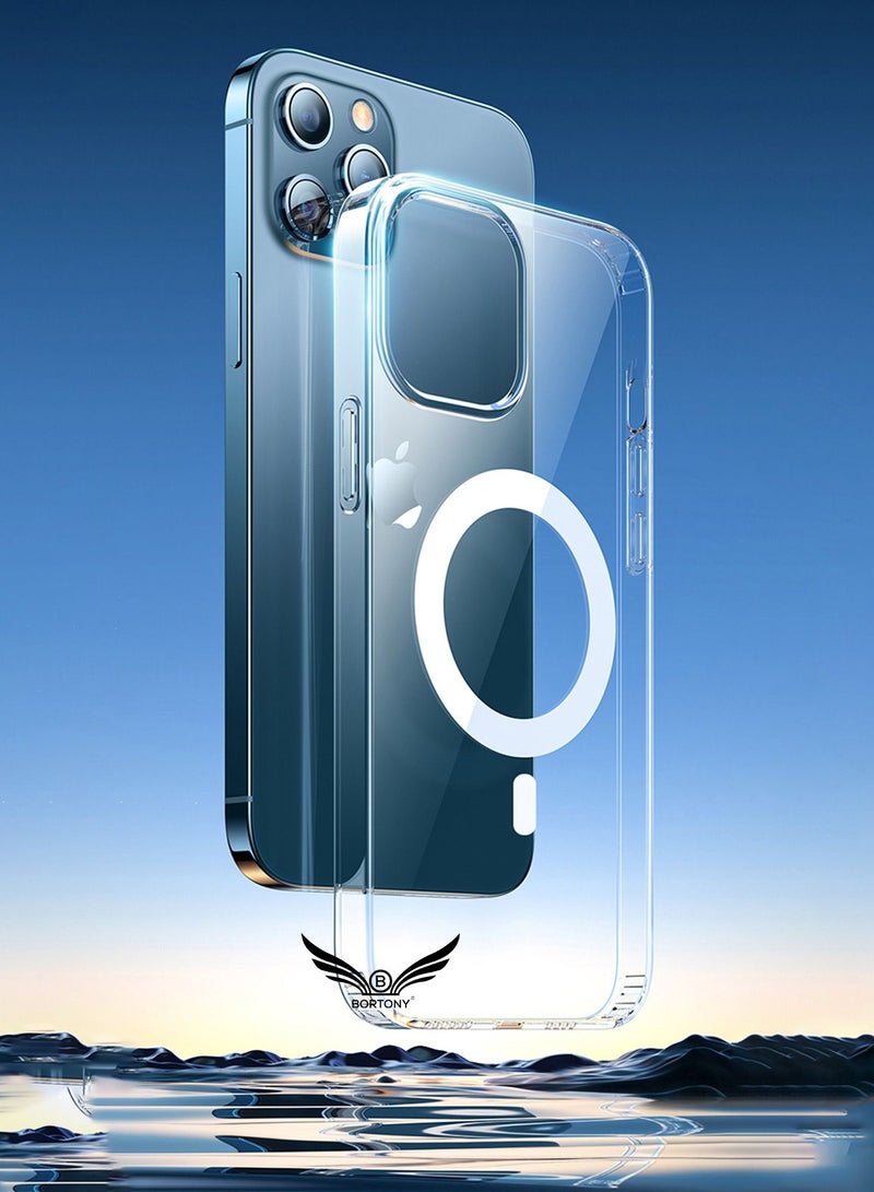BORTONY iPhone 14 Pro Max Magsafe Case 6.7 Inch Slim Thin Magnetic Case Yellowing Resistant Shock Absorption Anti Scratch Drop Protection Hard Back Crystal Case Cover for  iPhone 14 Pro Max 2022 - Image 1