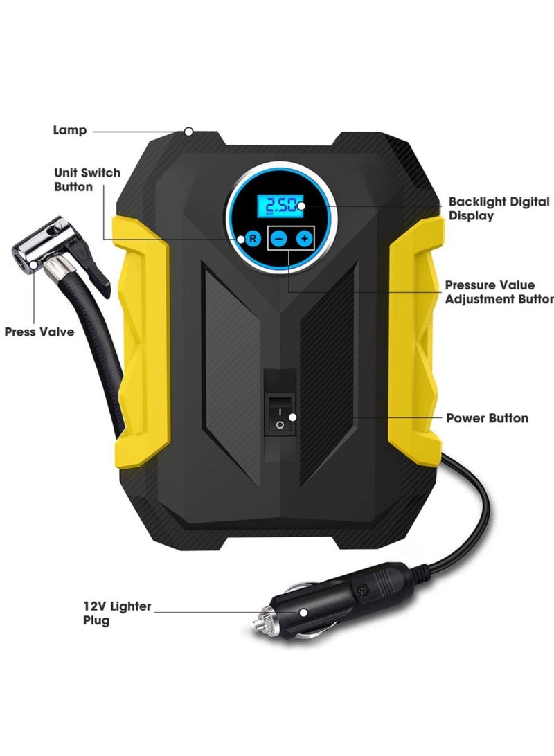 Digital Air Compressor for Car Auto Pump Portable Tire Inflator with LED Light DC 12V - Image 3