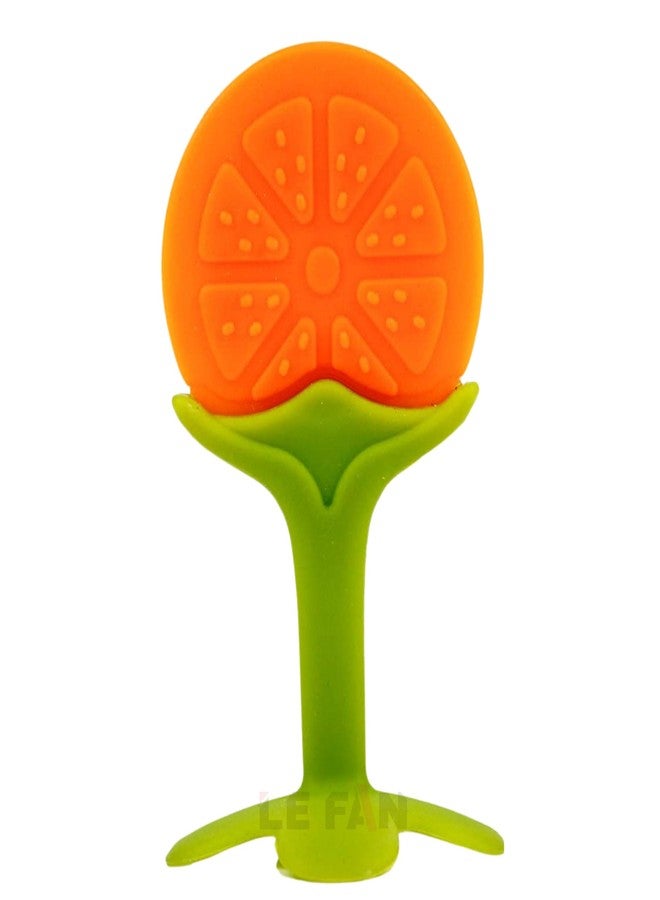 Lefan Silicone Fruit Teether Ideal for 6 to 12 Months Baby BPA Free Teething Toys Babies 3+ Months Natural Organic Freezer Safe for Newborn Infants Helps Soothe Teething Irritation Biting-Orange - Image 1