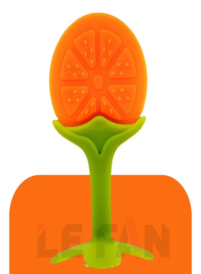 Lefan Silicone Fruit Teether Ideal for 6 to 12 Months Baby BPA Free Teething Toys Babies 3+ Months Natural Organic Freezer Safe for Newborn Infants Helps Soothe Teething Irritation Biting-Orange - Image 2