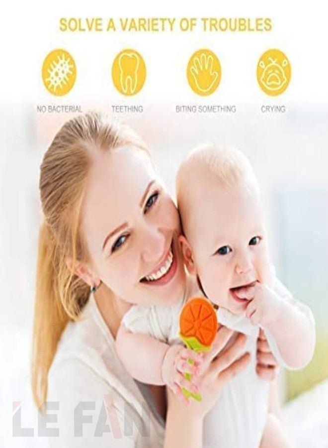 Lefan Silicone Fruit Teether Ideal for 6 to 12 Months Baby BPA Free Teething Toys Babies 3+ Months Natural Organic Freezer Safe for Newborn Infants Helps Soothe Teething Irritation Biting-Orange - Image 5