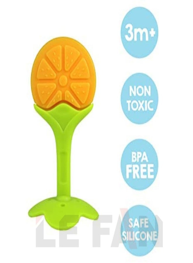 Lefan Silicone Fruit Teether Ideal for 6 to 12 Months Baby BPA Free Teething Toys Babies 3+ Months Natural Organic Freezer Safe for Newborn Infants Helps Soothe Teething Irritation Biting-Orange - Image 4