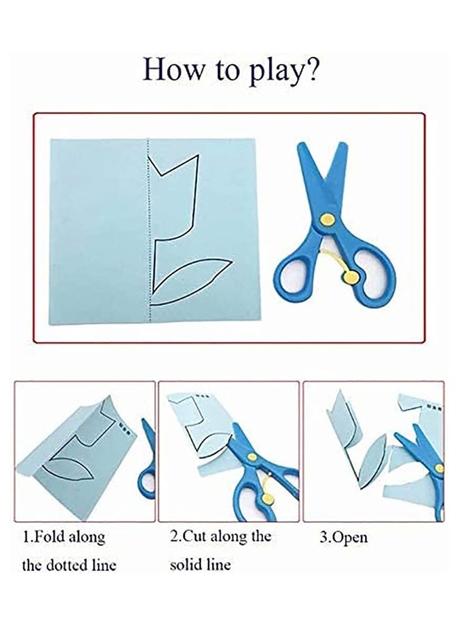JCB CHIC 1 Kids Safety Scissors with 120 Pcs Paper Cutting, for Paper Craft Supplies, Kids Preschool Training Scissors, Art Craft Plastic Scissors for School Supplies and Scrapbooking Supplies - Image 3