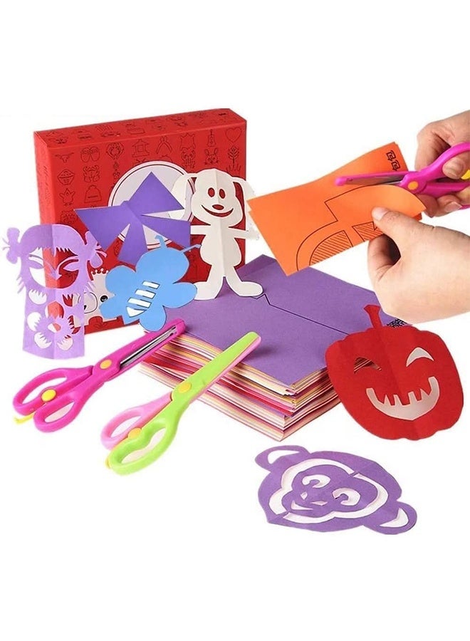 JCB CHIC 1 Kids Safety Scissors with 120 Pcs Paper Cutting, for Paper Craft Supplies, Kids Preschool Training Scissors, Art Craft Plastic Scissors for School Supplies and Scrapbooking Supplies - Image 1