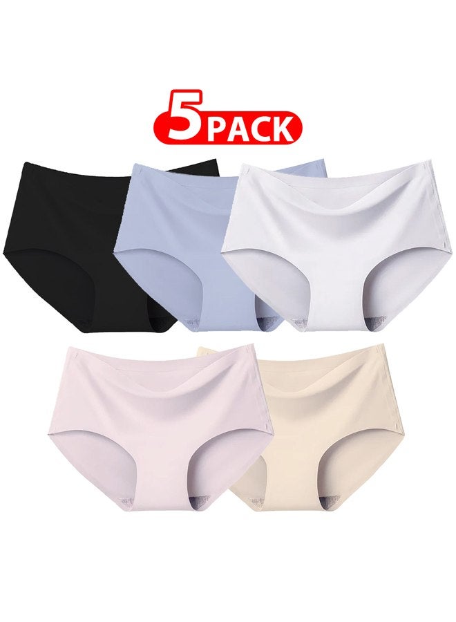 MARGOUN 5 Packs Women's Small Size Underwear Silk Women Lingerie Seamless Women High Rise Underwear Multicolour/Size Guide: 155/80 (S) - 160/85 (M) -165/90 (L) -170/95 (XL) - Image 1