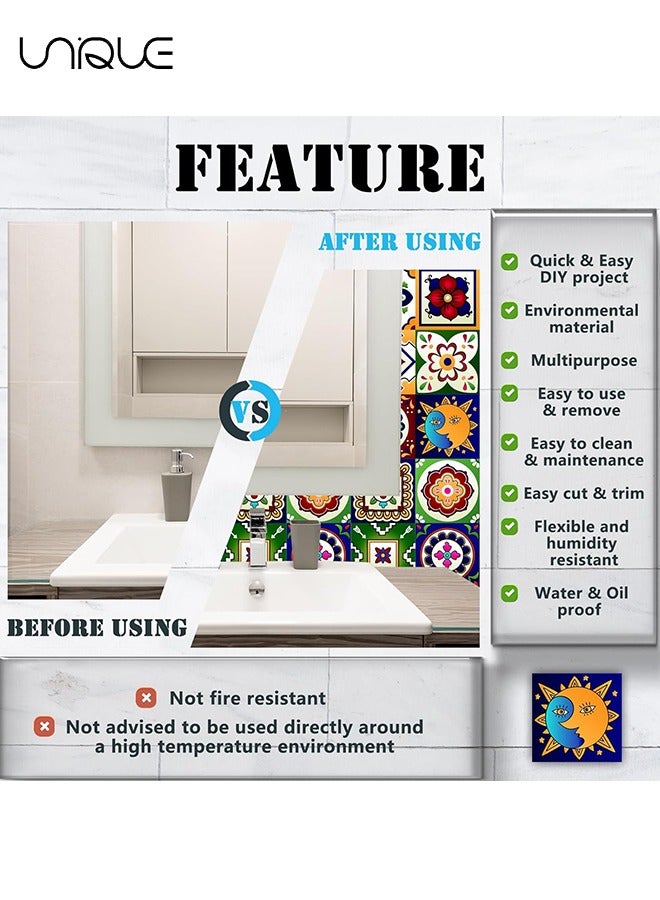 يونيك 20 قطع ملصقات البلاط ديكور الجدار الحمام المطبخ الجدار ملصق ملصقات الشارات للماء - قشر وعصا ملصقات البلاط لديكور المنزل (6 × 6 بوصة) - Image 3