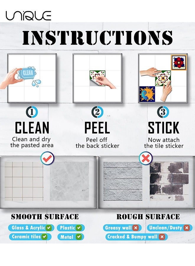 يونيك 20 قطع ملصقات البلاط ديكور الجدار الحمام المطبخ الجدار ملصق ملصقات الشارات للماء - قشر وعصا ملصقات البلاط لديكور المنزل (6 × 6 بوصة) - Image 4